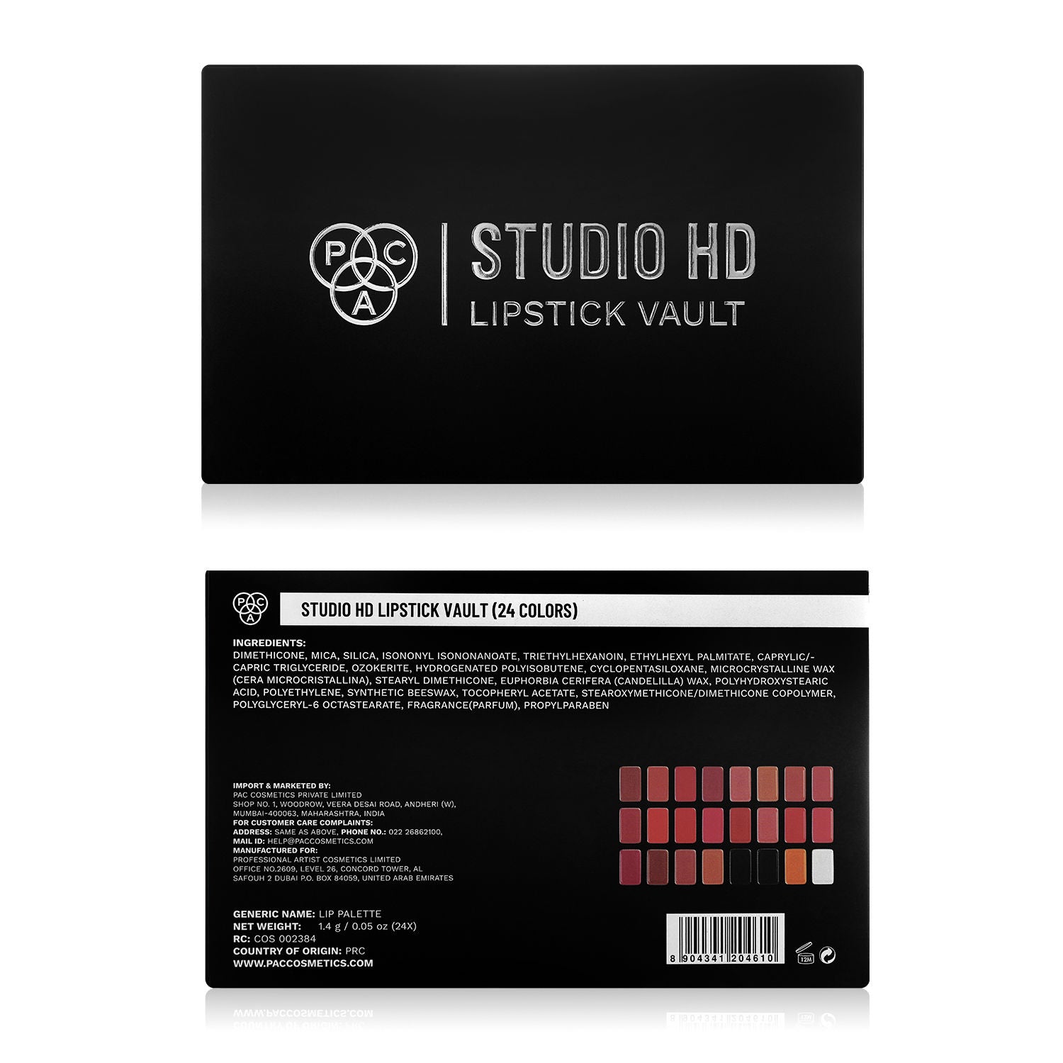 PAC Studio HD Lipstick Vault Palette X24 - Create 100+ Lip Shades, Intense Color Payoff, Lightweight
