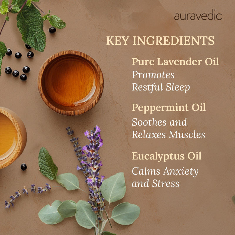 Auravedic Relaxing Body Massage Oil For Women Men Body Oil For Glowing Skin Lavender Mint