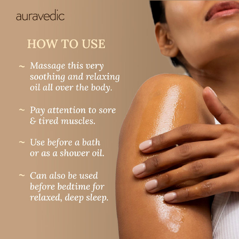 Auravedic Relaxing Body Massage Oil For Women Men Body Oil For Glowing Skin Lavender Mint
