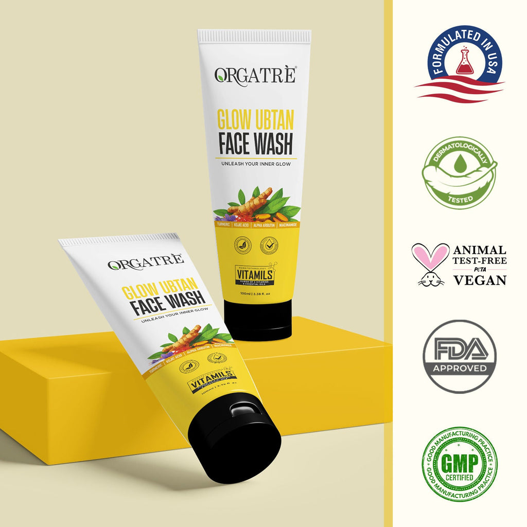 Orgatre Glow Ubtan Face Wash With Turmeric, Kojic Acid & Niacinamide For Radiant Skin