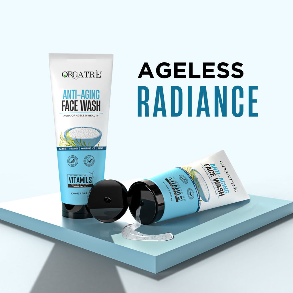 Orgatre Anti-Aging Face Wash With Rice Water, Collagen, Hyaluronic Acid & Retinol For Youthful Skin