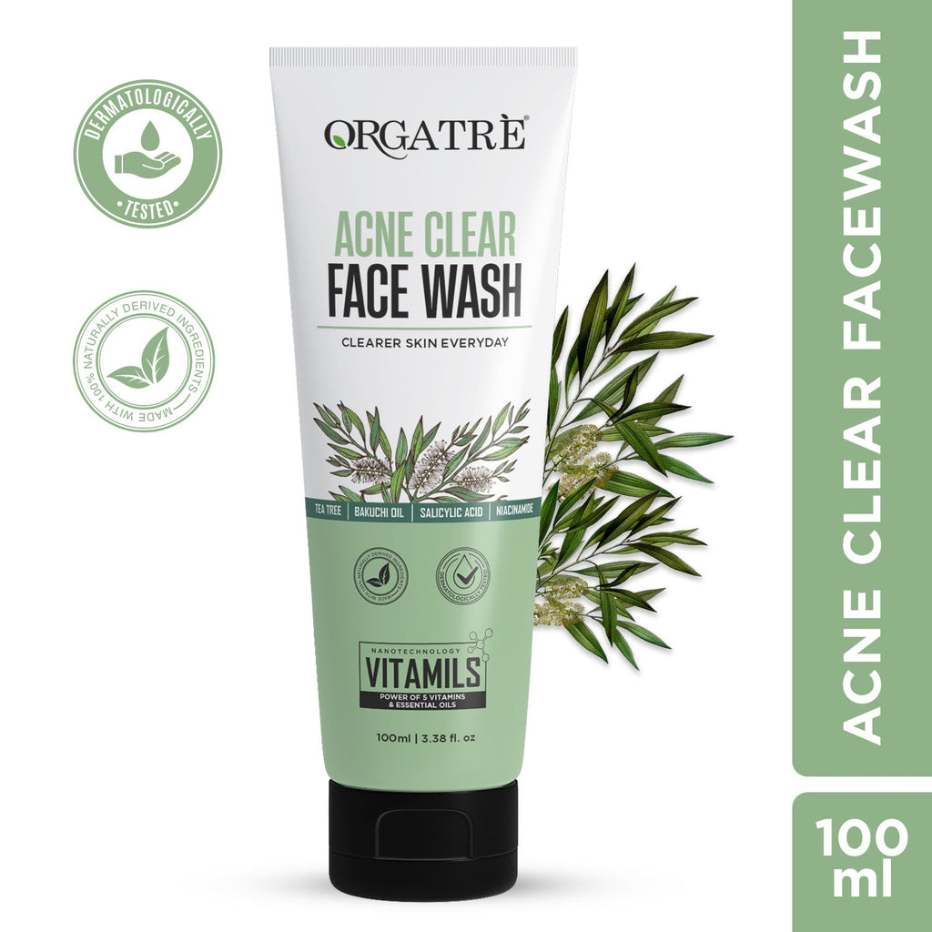 Orgatre 2% Salicylic Acid & Niacinamide Acne Clear Face Wash With Tea Tree For Acne-Prone Skin