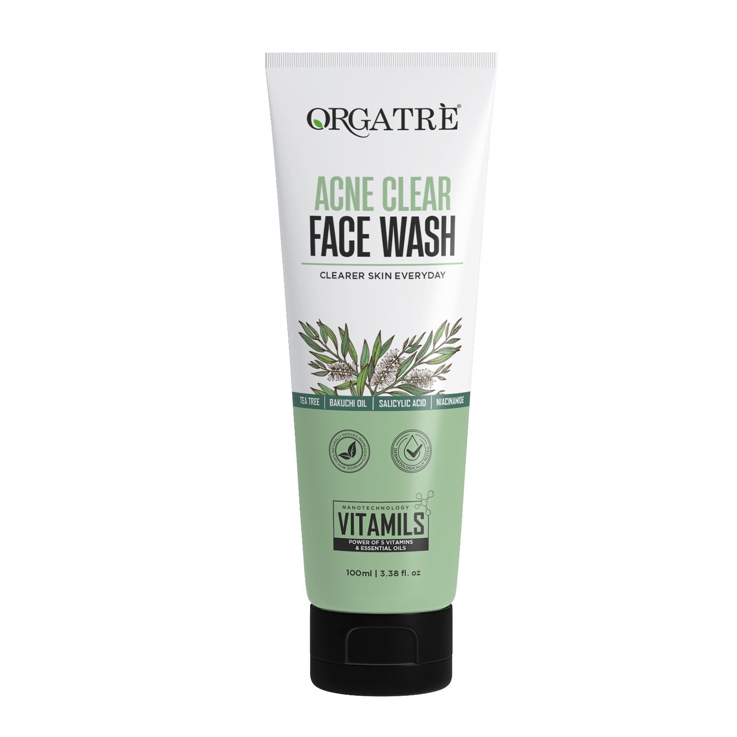 Orgatre 2% Salicylic Acid & Niacinamide Acne Clear Face Wash With Tea Tree For Acne-Prone Skin