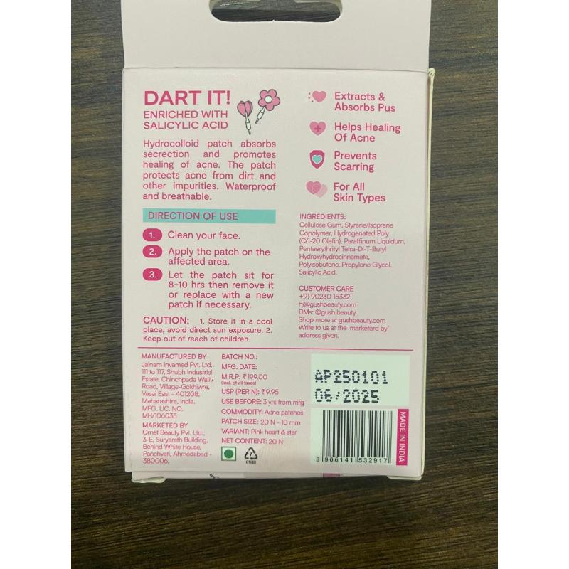 Gush Beauty Dart It Hydrocolloid Pimple Patches - Baby Pink Heart And Star