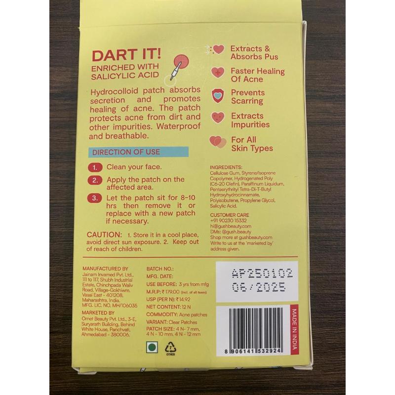 Gush Beauty Dart It Hydrocolloid Pimple Patches - Transparent