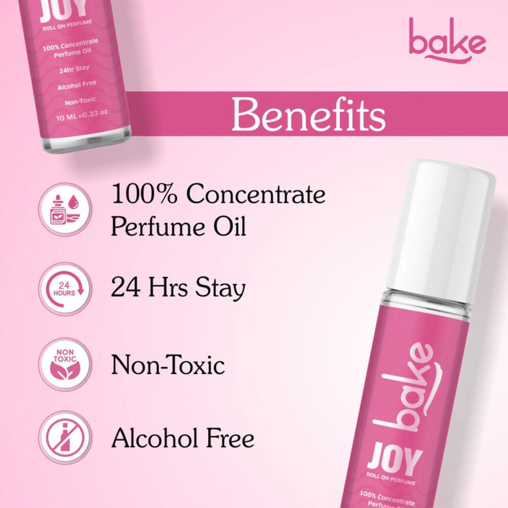 BAKE Joy 100% Concentrated Perfume Oil Roll On Fragrance For Men & Women - Peony