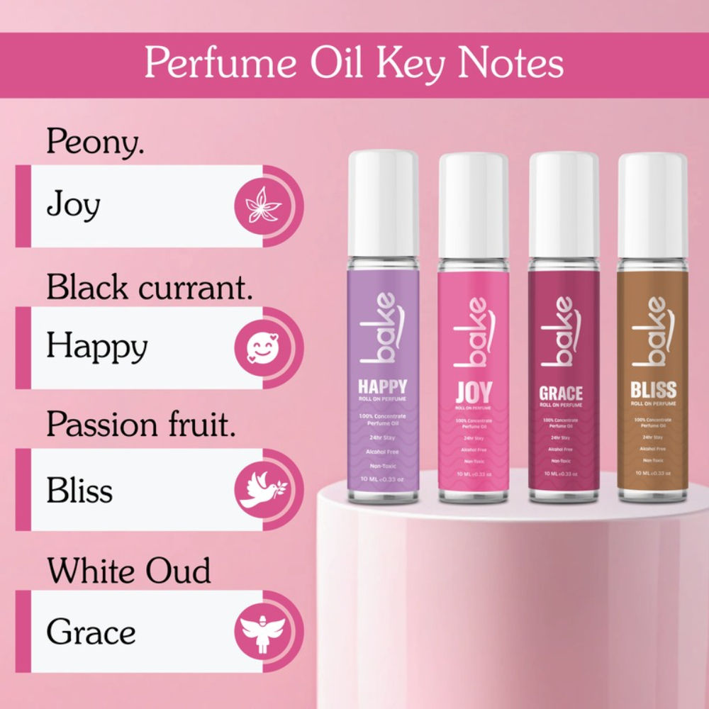BAKE Joy 100% Concentrated Perfume Oil Roll On Fragrance For Men & Women - Peony