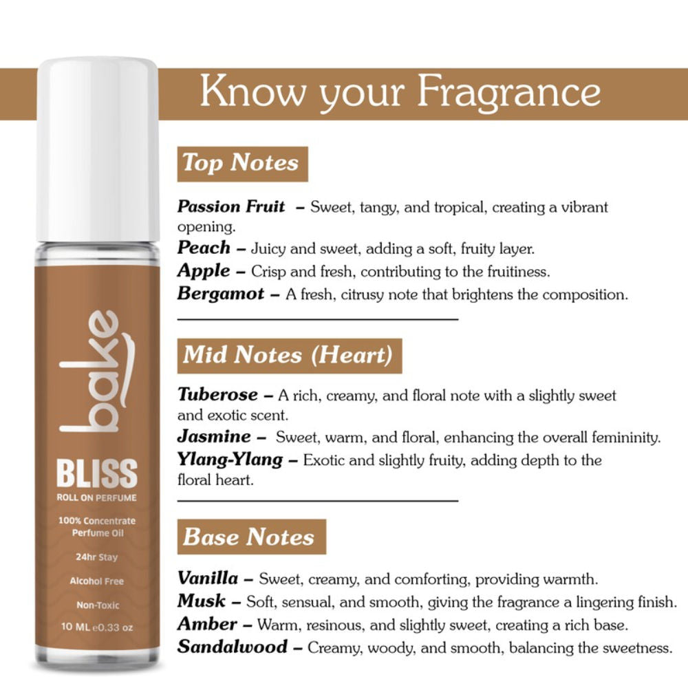 BAKE Bliss 100% Concentrated Perfume Oil Roll On Fragrance For Men & Women - Passion Fruit