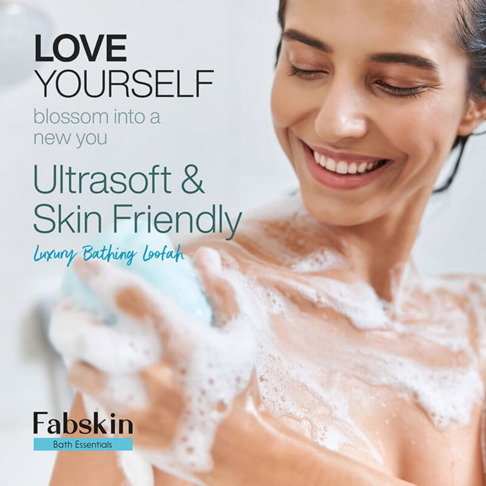 Fabskin Luxury Bathing Round Loofah Bath Sponge - Blue