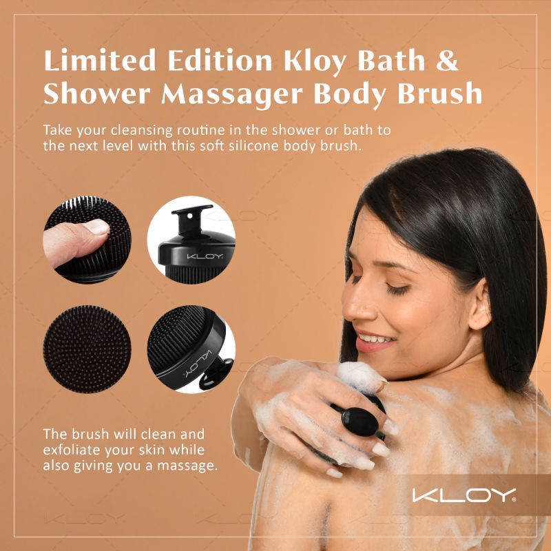 KLOY Bath & Shower Massager Body Brush With Soft Silicone Bristles - Black