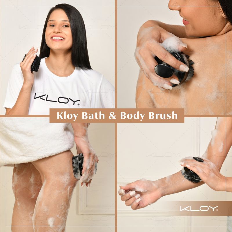 KLOY Bath & Shower Massager Body Brush With Soft Silicone Bristles - Black