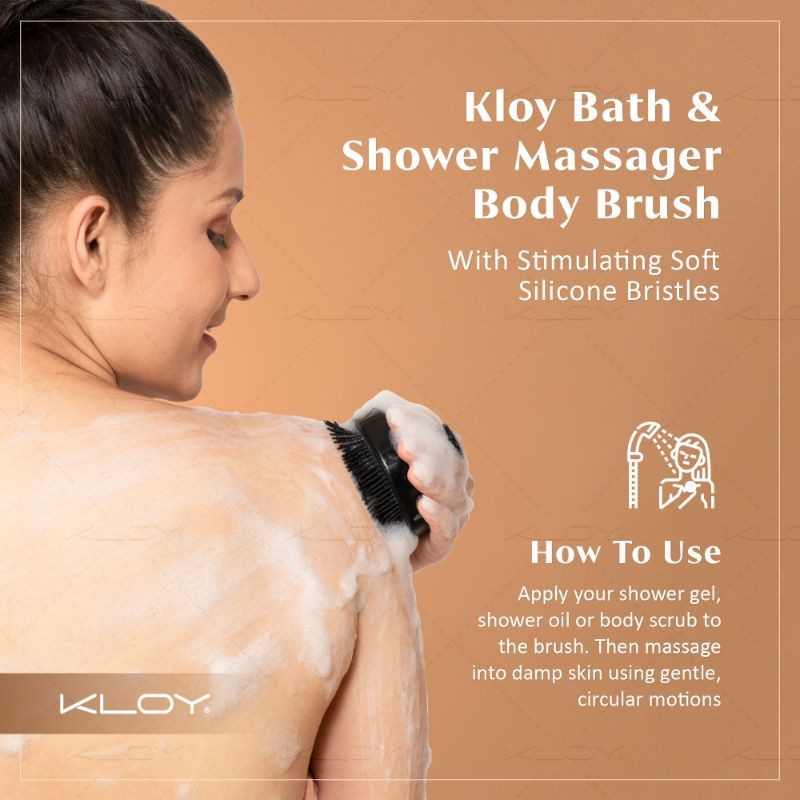 KLOY Bath & Shower Massager Body Brush With Soft Silicone Bristles - Black