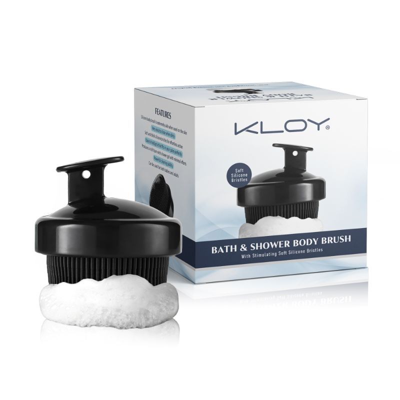 KLOY Bath & Shower Massager Body Brush With Soft Silicone Bristles - Black