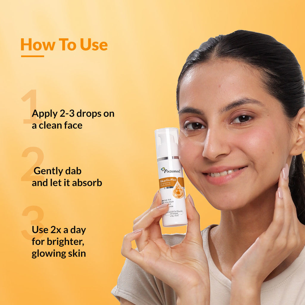Fixderma Skarfix Plus 4% Kojic Acid Brightening Face Serum Fades Dark Spots & Hyperpigmentation