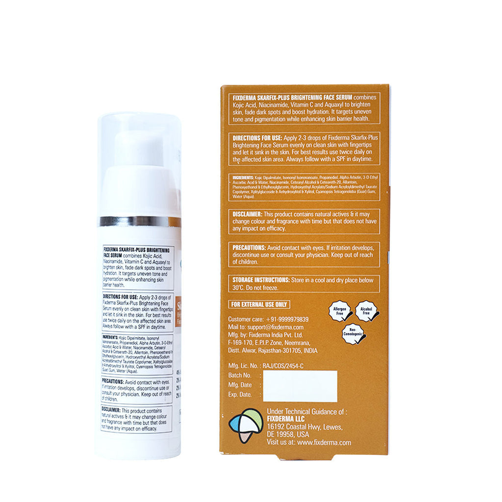 Fixderma Skarfix Plus 4% Kojic Acid Brightening Face Serum Fades Dark Spots & Hyperpigmentation