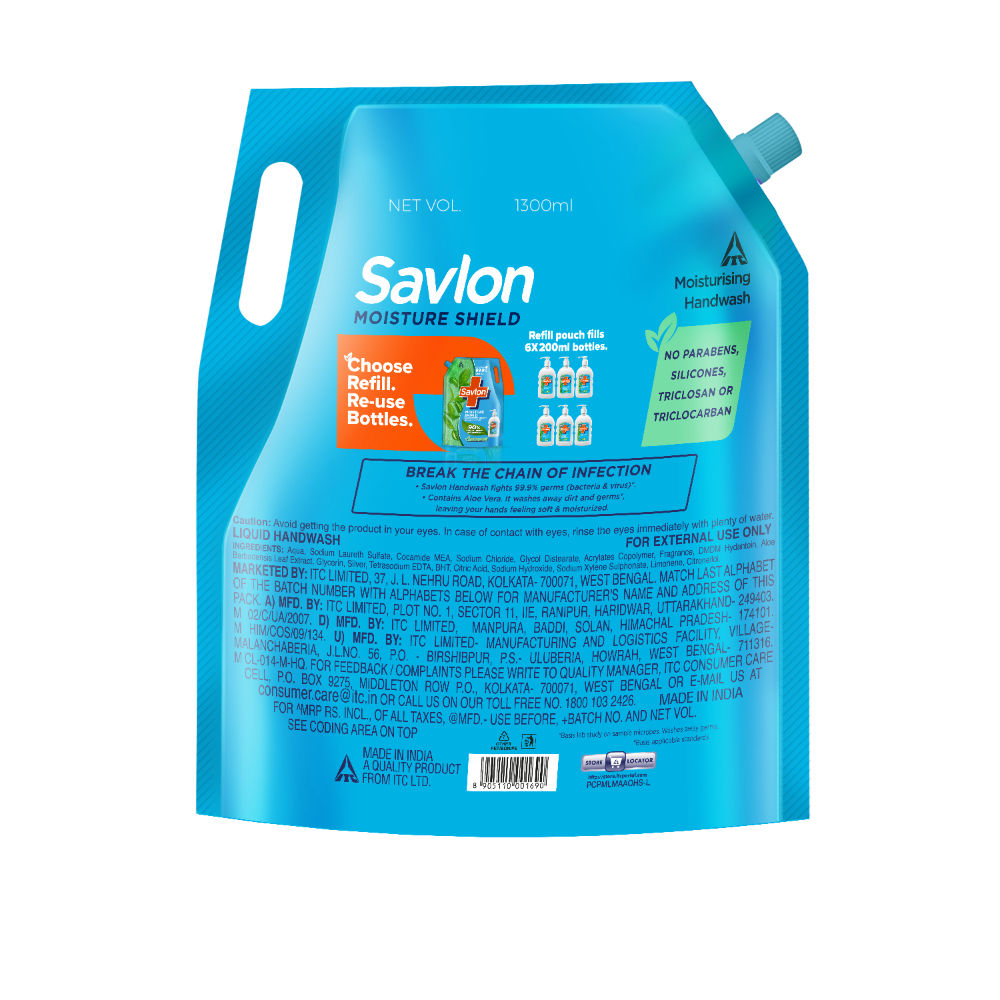 Savlon Moisture Shield Liquid Handwash Refill Pack For Soft Hands