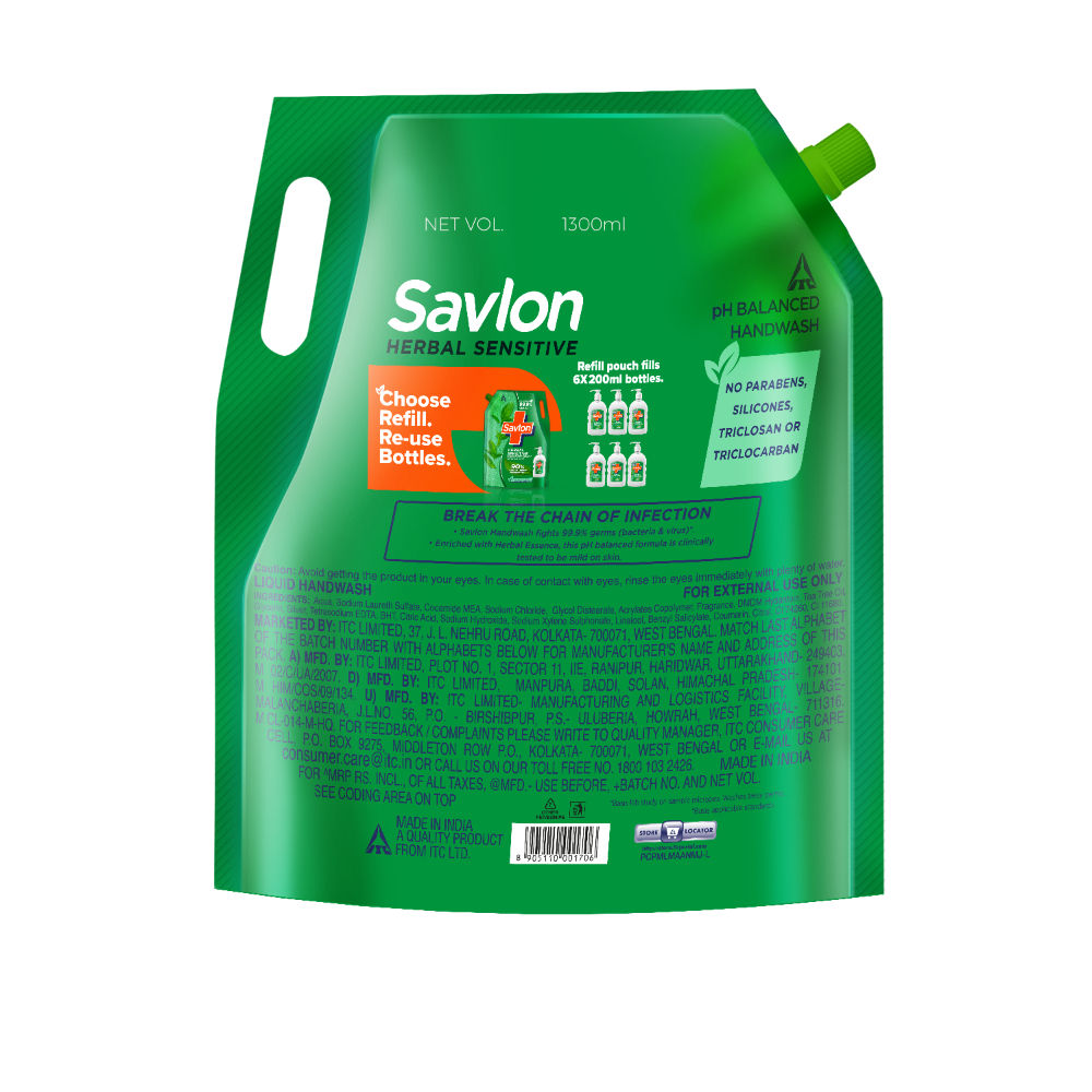 Savlon Herbal Sensitive Liquid Handwash Refill Pack For Sensitive Hands