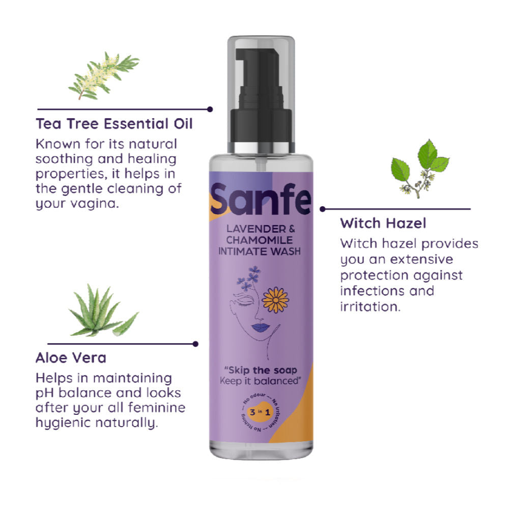 Sanfe 3 In 1 Intimate Wash with Lavender & Chamomile