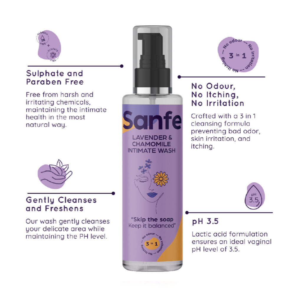 Sanfe 3 In 1 Intimate Wash with Lavender & Chamomile