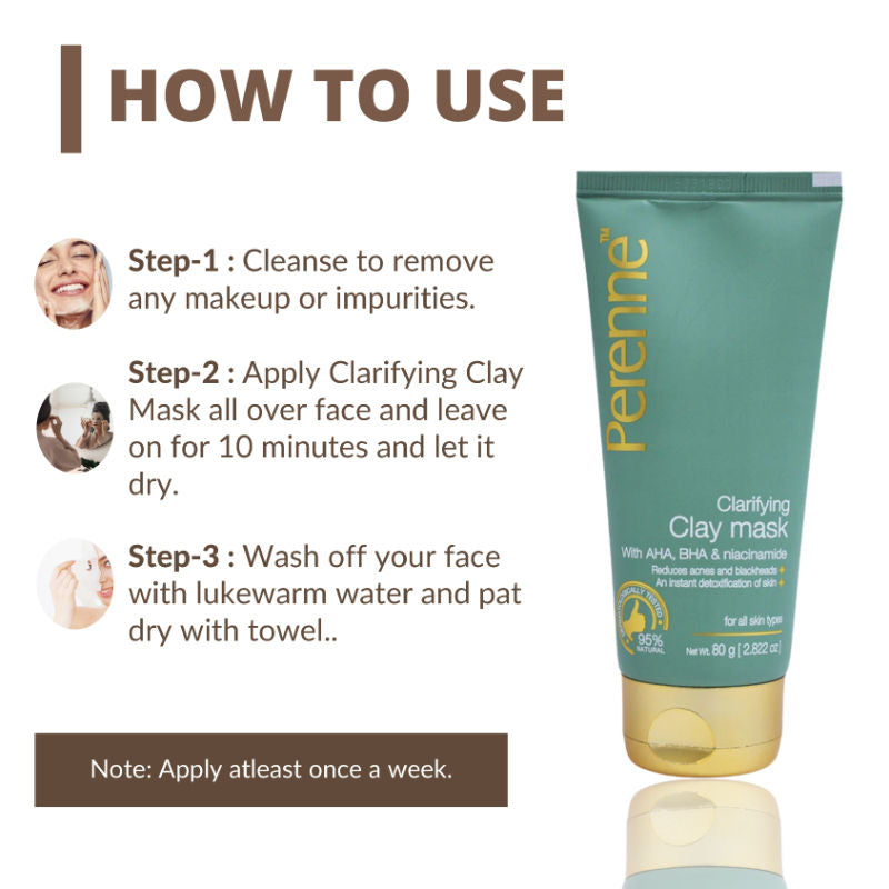 Perenne Clarifying Clay Mask (With AHA, BHA, Niacinamide)