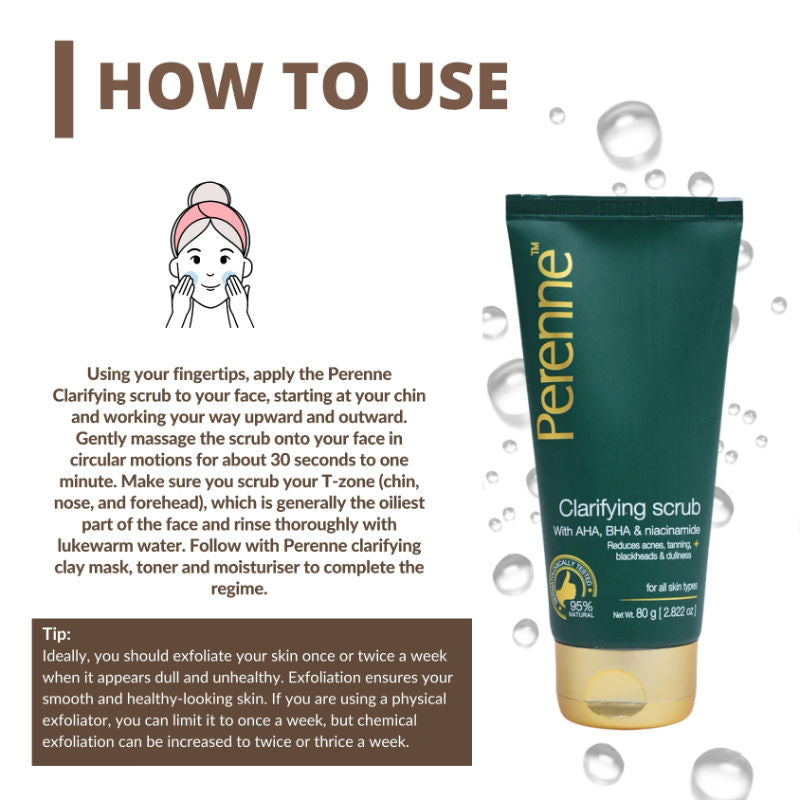 Perenne Clarifying Clay Scrub (With AHA, BHA, Niacinamide)