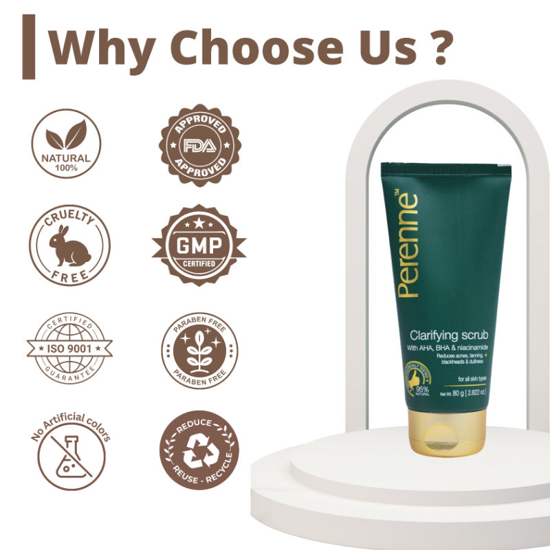 Perenne Clarifying Clay Scrub (With AHA, BHA, Niacinamide)