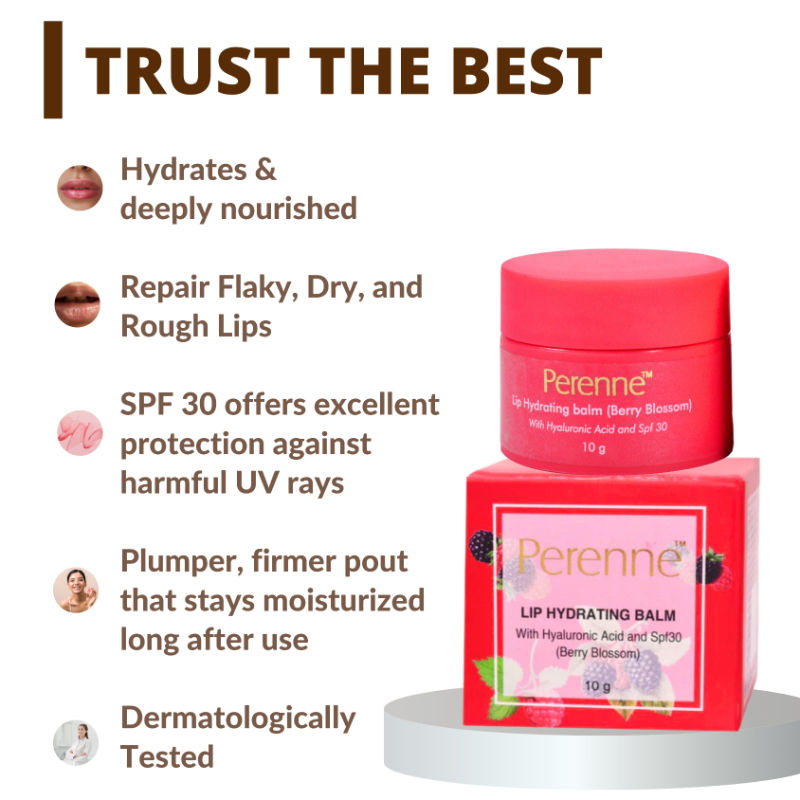 Perenne Lip Hydrating Balm With Hyaluronic Acid & SPF 30 - Berry Blossom
