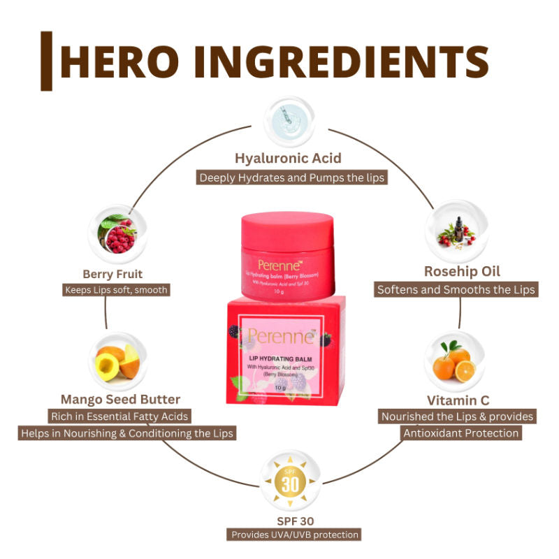 Perenne Lip Hydrating Balm With Hyaluronic Acid & SPF 30 - Berry Blossom