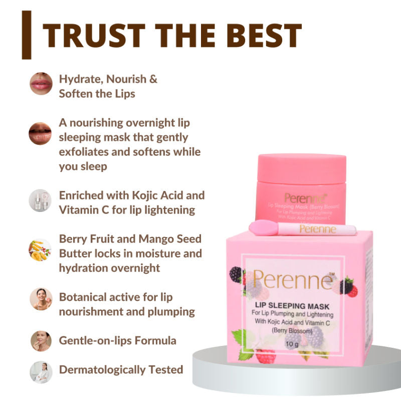 Perenne Lip Sleeping Mask With Kojic Acid & Vitamin C - Berry Blossom