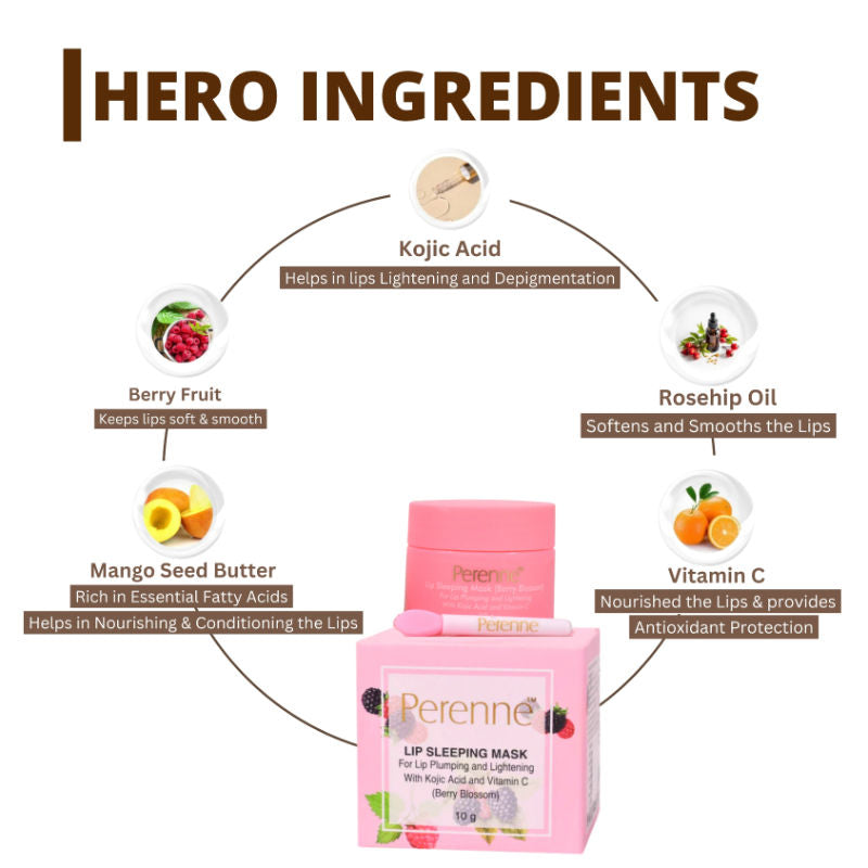 Perenne Lip Sleeping Mask With Kojic Acid & Vitamin C - Berry Blossom