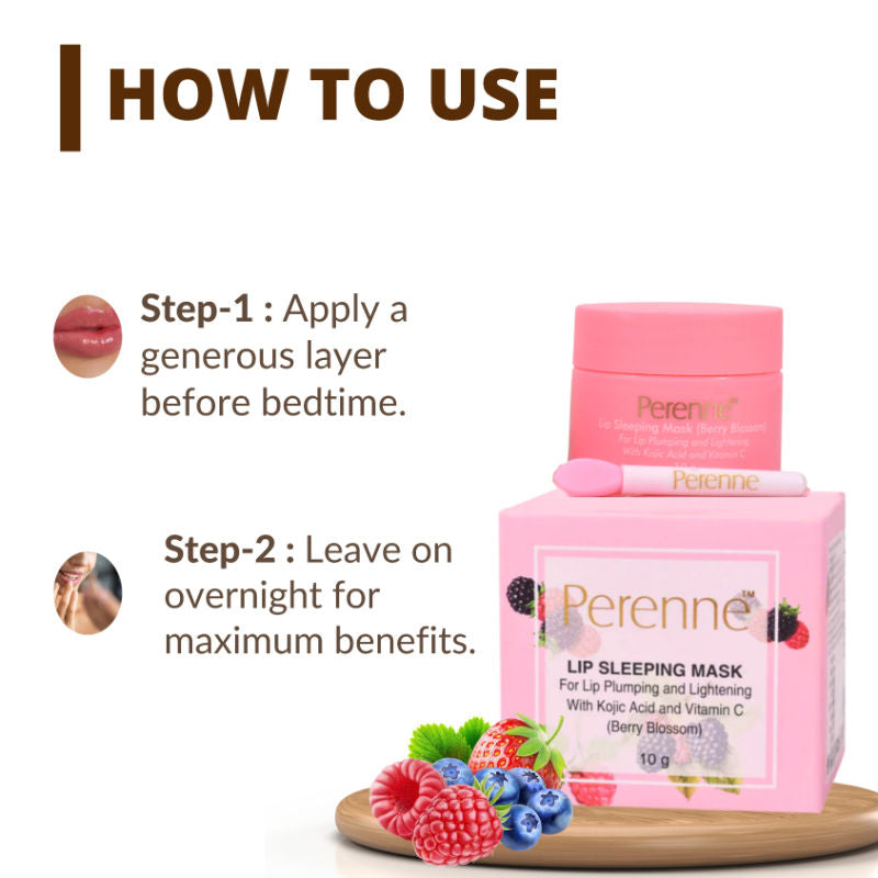 Perenne Lip Sleeping Mask With Kojic Acid & Vitamin C - Berry Blossom