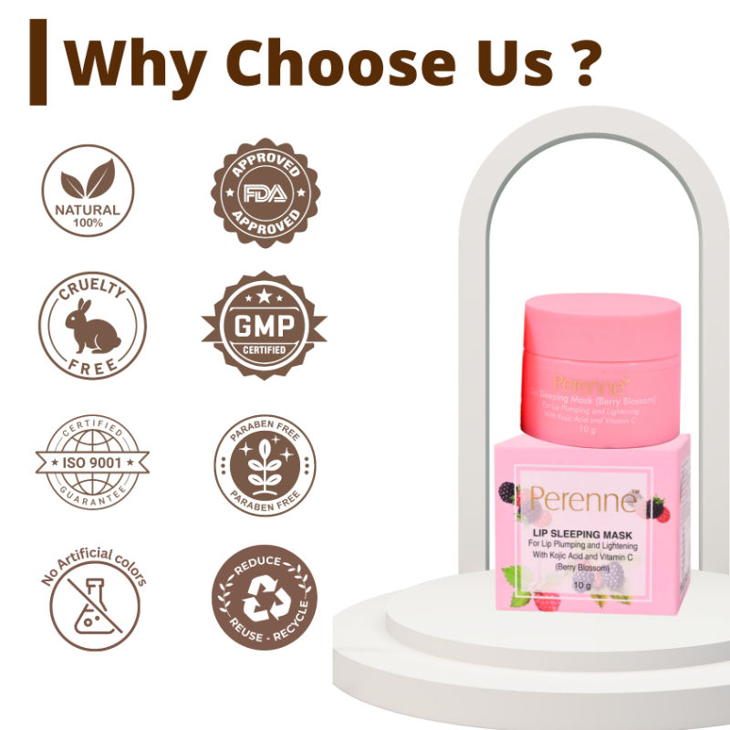 Perenne Lip Sleeping Mask With Kojic Acid & Vitamin C - Berry Blossom