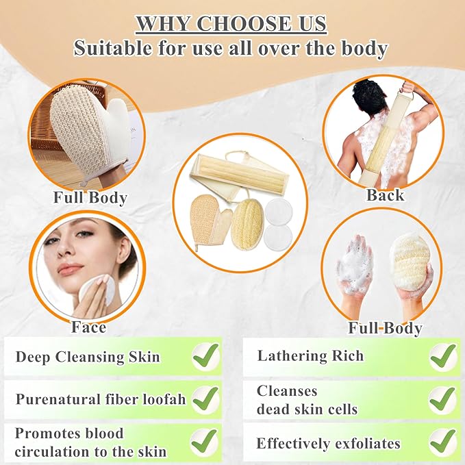 Rhe Cosmetics Natural Exfoliating Bath Gloves & TAN Remover (pair)