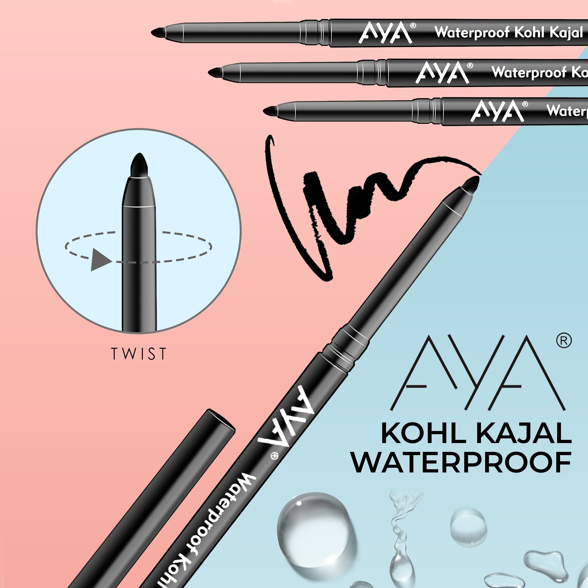 AYA Waterproof Eyeliner + Jet Black Kohl Kajal