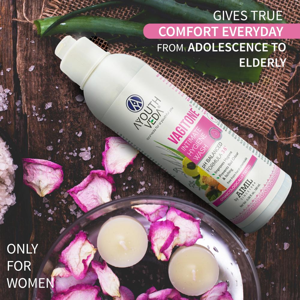 Ayouthveda Vagitone Intimate Wash with Sphatika, Aloe & Amla to Maintain pH Balance & Prevent Odour