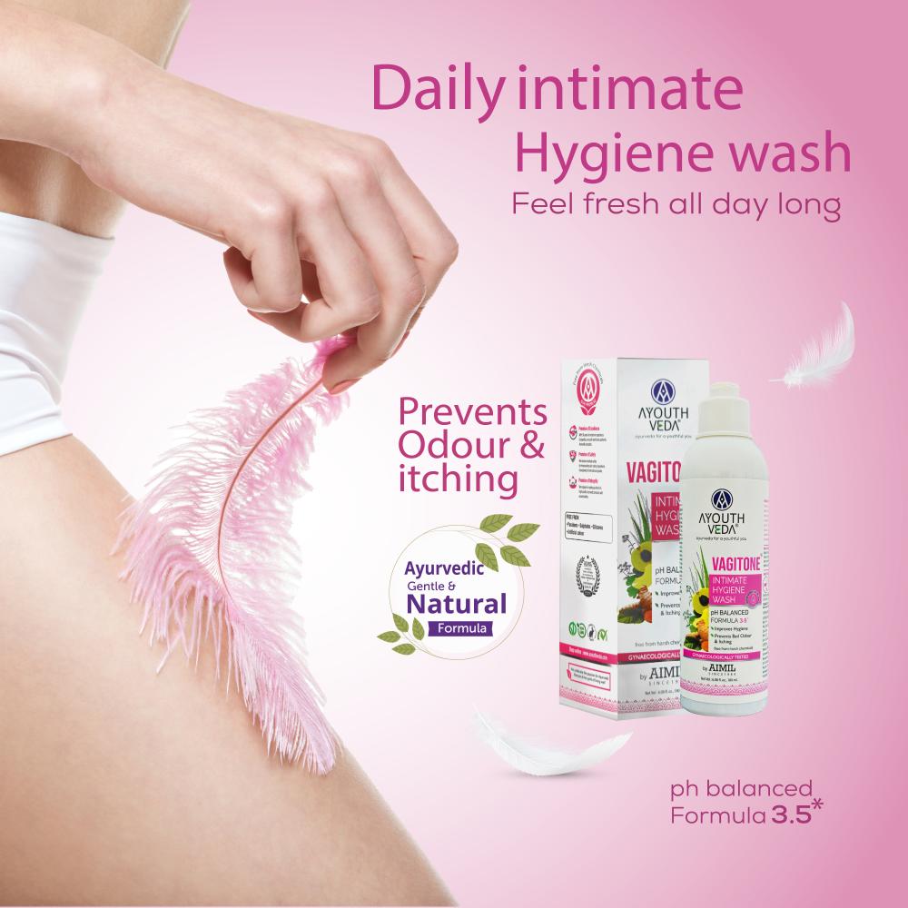 Ayouthveda Vagitone Intimate Wash with Sphatika, Aloe & Amla to Maintain pH Balance & Prevent Odour