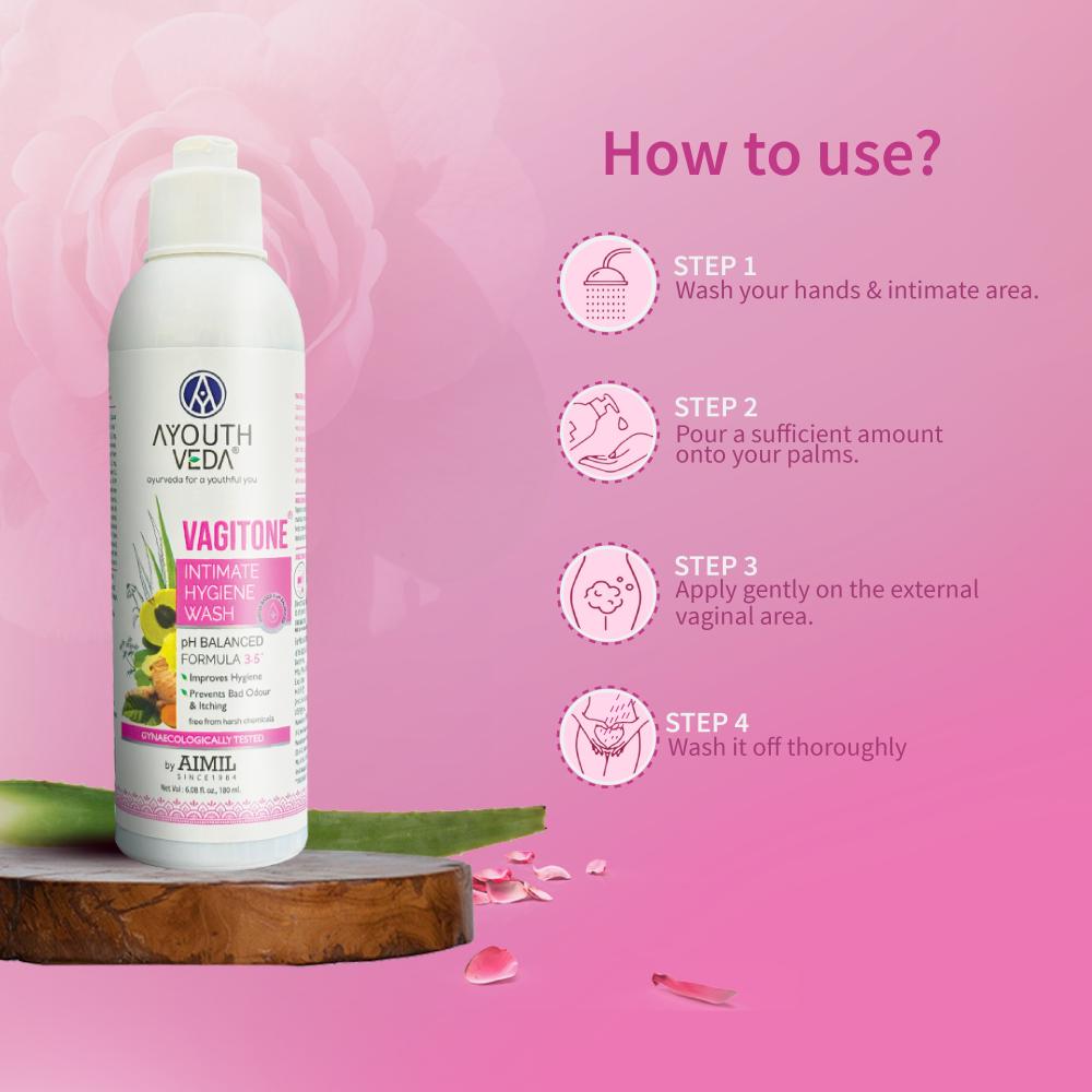 Ayouthveda Vagitone Intimate Wash with Sphatika, Aloe & Amla to Maintain pH Balance & Prevent Odour