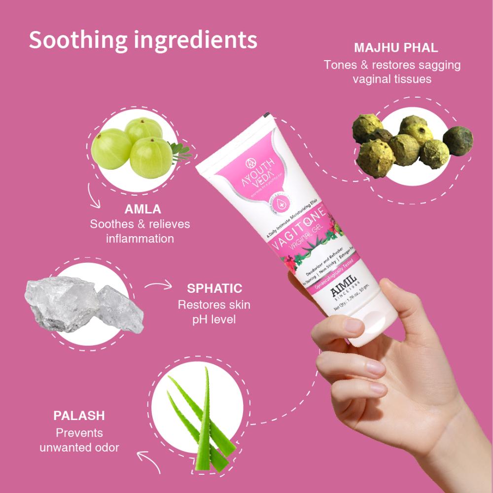 Ayouthveda Vagitone Vaginal Gel with Amla & Aloe Vera to Soothe, Tone & Prevent Odor & Dryness