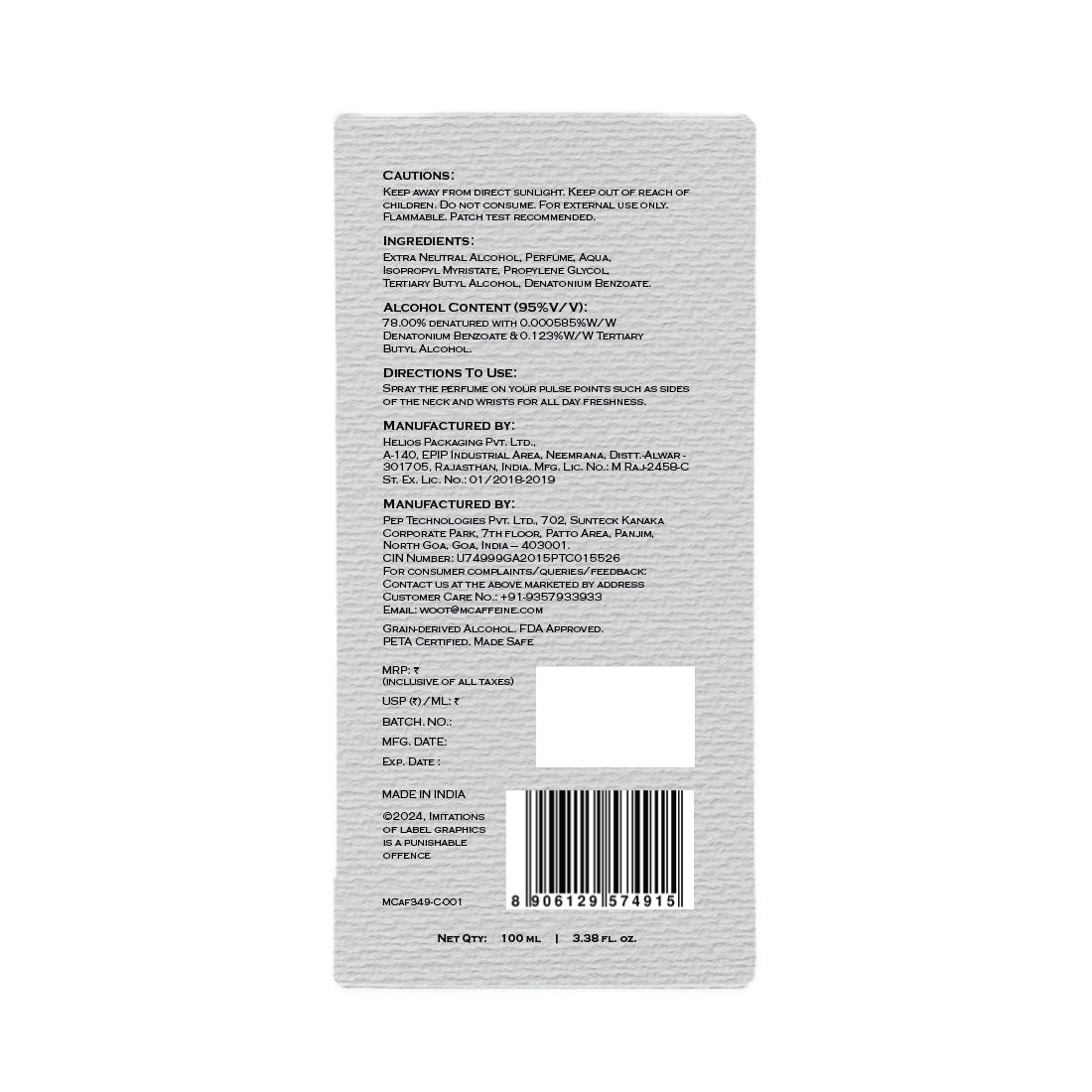 MCaffeine Fien 007 Perfume For Men