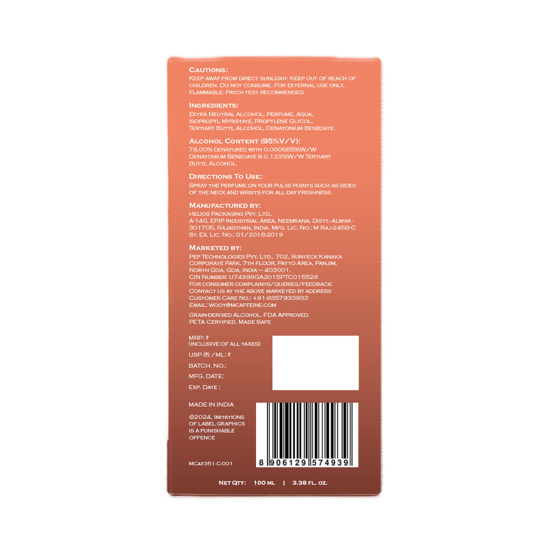 MCaffeine Fien Slow Kiss Perfume For Men