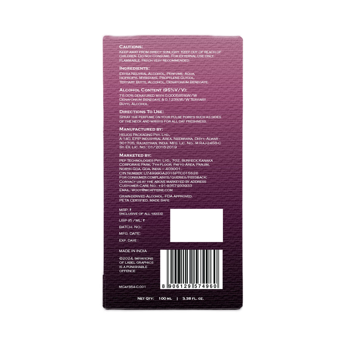 MCaffeine Fien Cherry Wine Perfume For Women