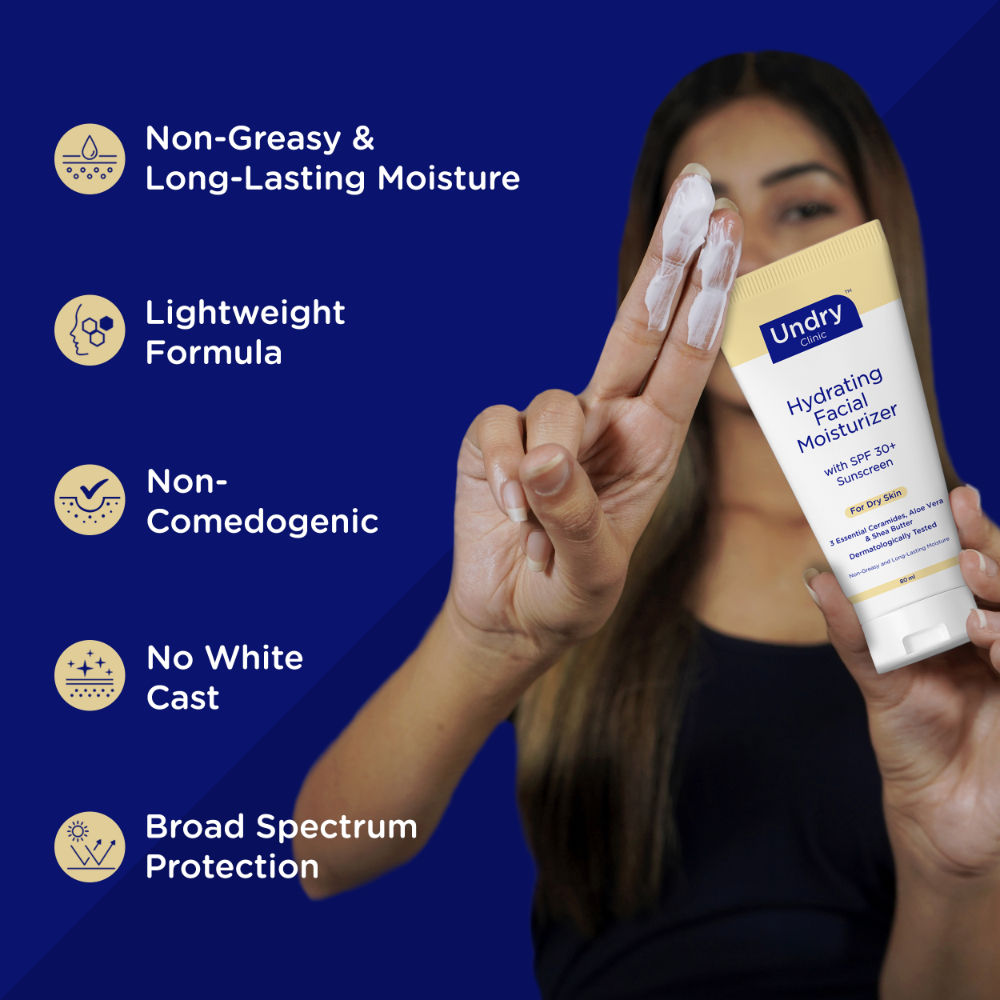 Undry Facial Moisturizer With Sunscreen SPF 30+ For Dry Skin