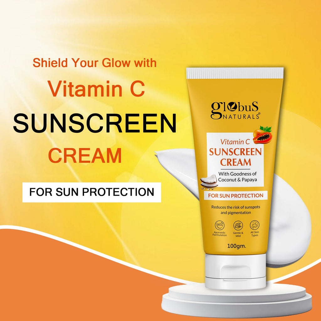 Globus Naturals Vitamin C Sunscreen Cream With Goodness Of Coconut & Papaya For Sun Protection
