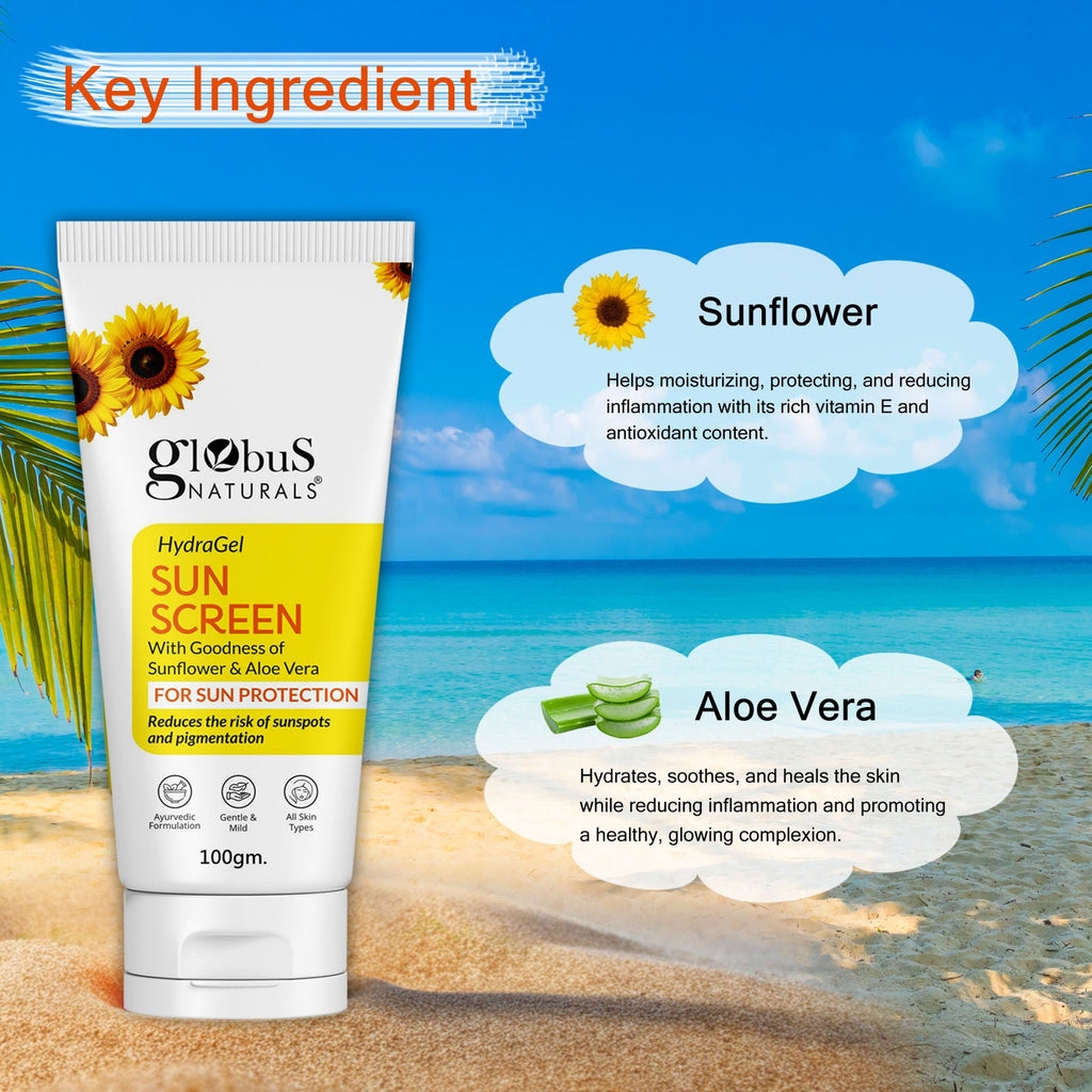 Globus Naturals Hydragel Sunscreen With Goodness Of Sunflower & Aloe Vera For Sun Protection