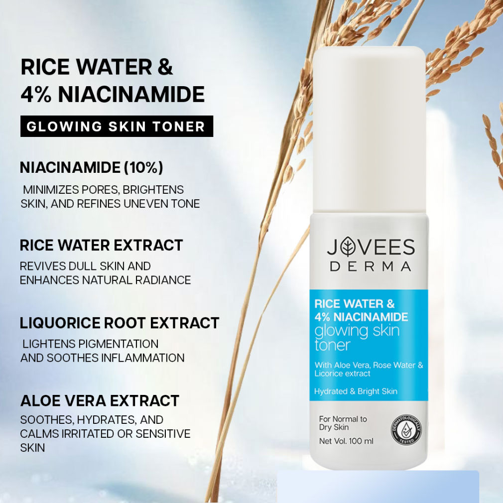 Jovees Derma Rice Water 4% Niacinamide Glowing Skin Toner