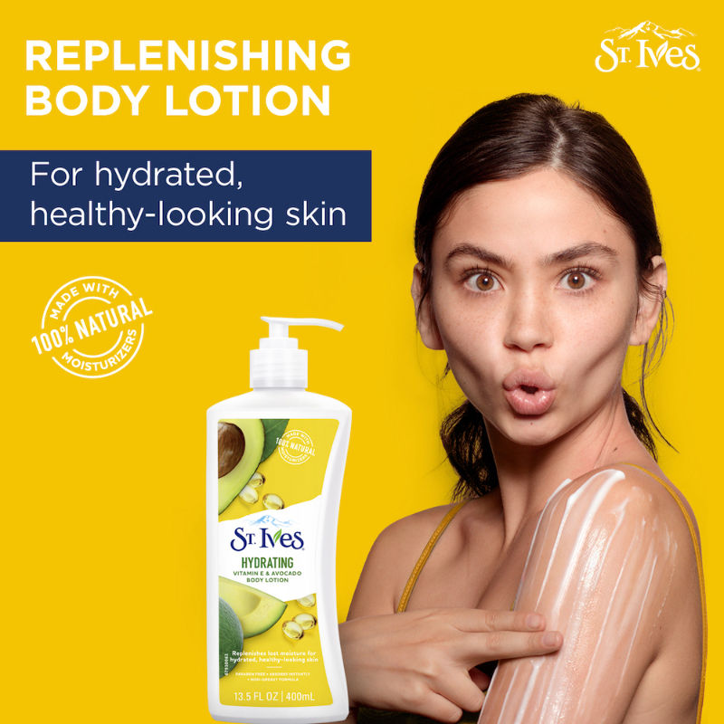 St. Ives Hydrating Vitamin E & Avocado Body Lotion, 100% Natural Moisturizers