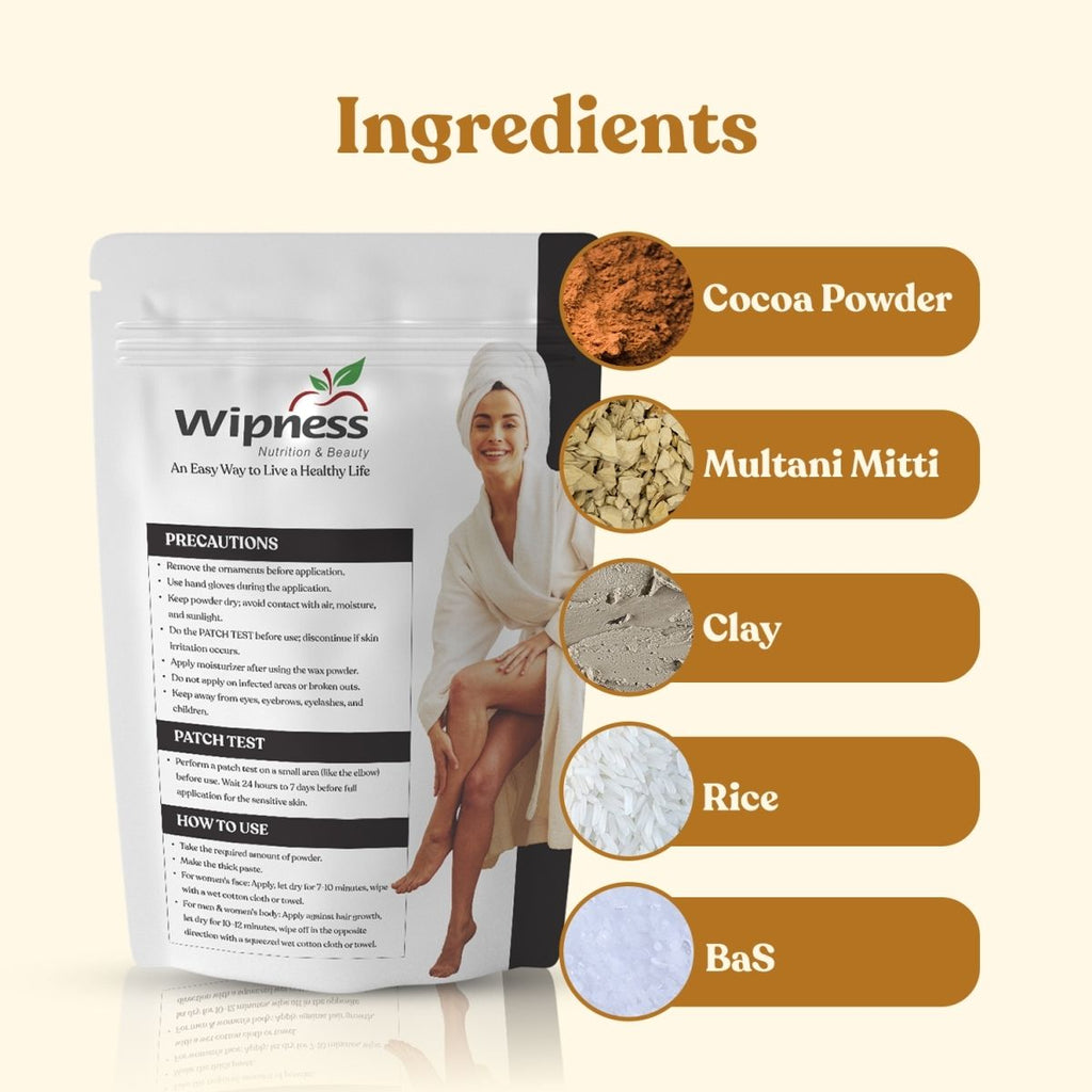 Wipness Natural Chocolate Facial Hair Removal Powder