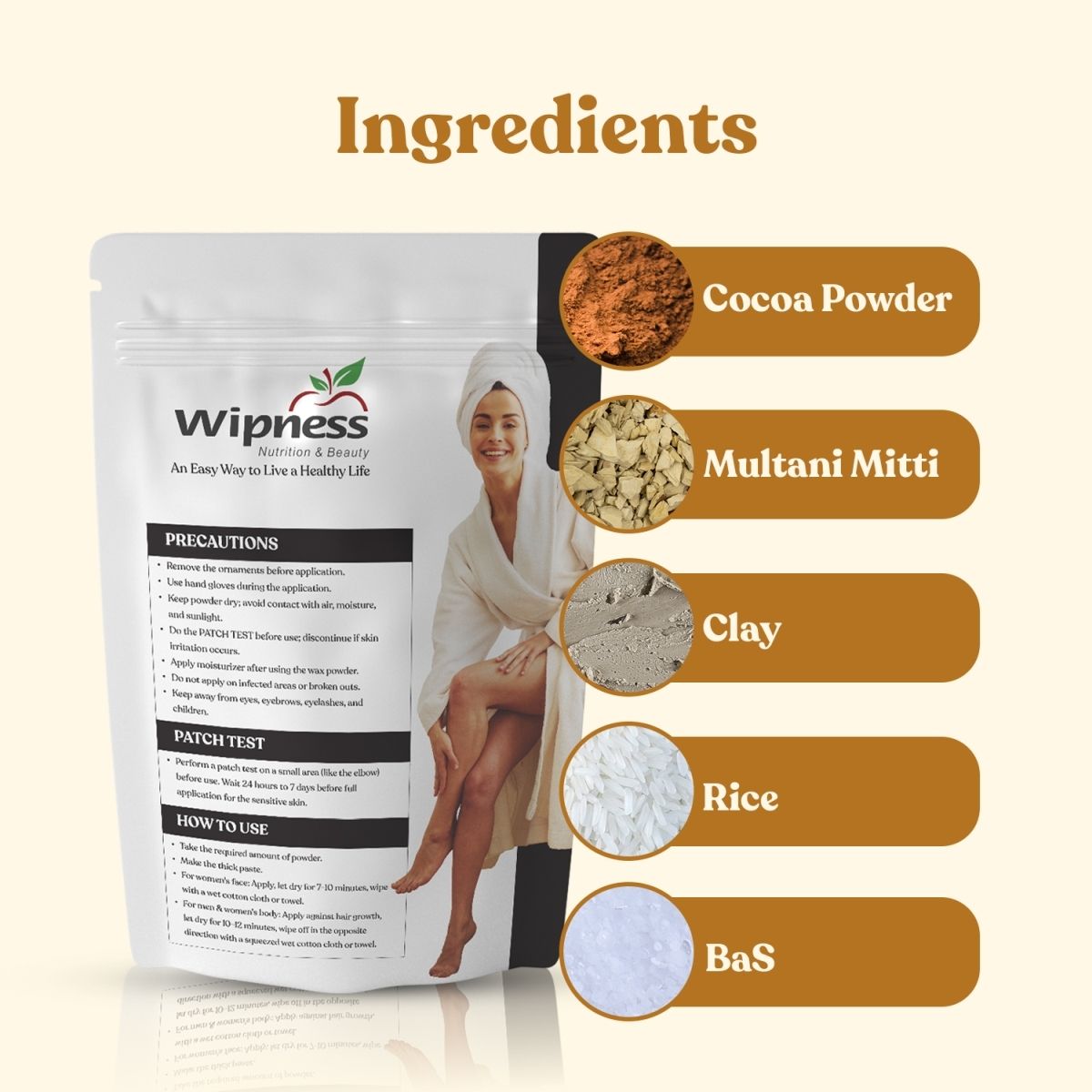 Wipness Natural Chocolate Facial Hair Removal Powder