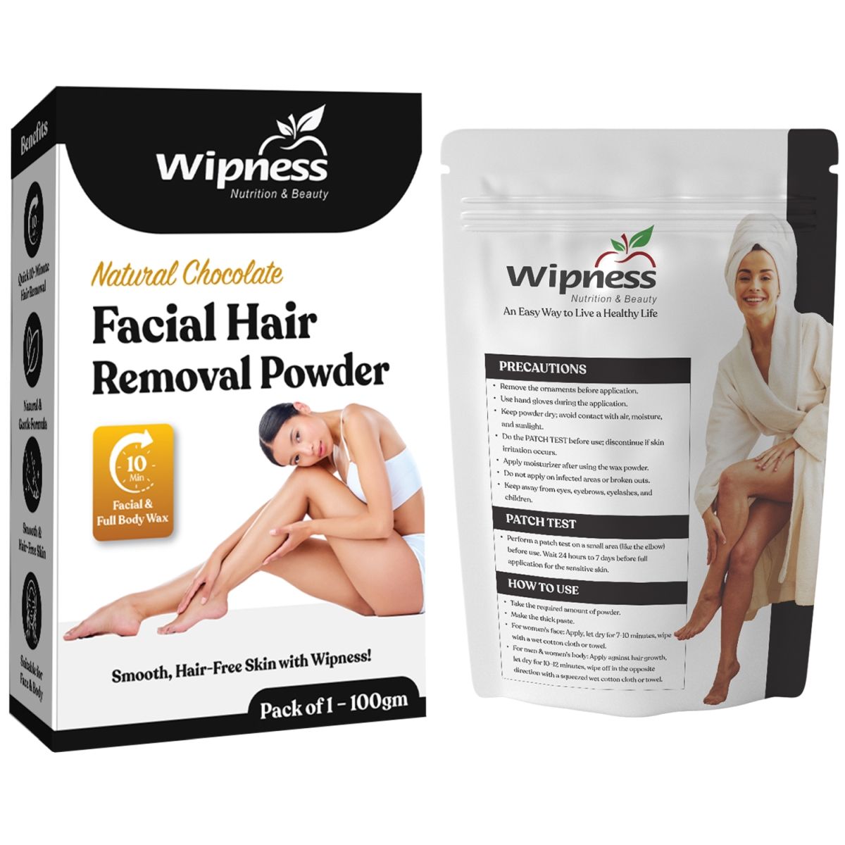 Wipness Natural Chocolate Facial Hair Removal Powder