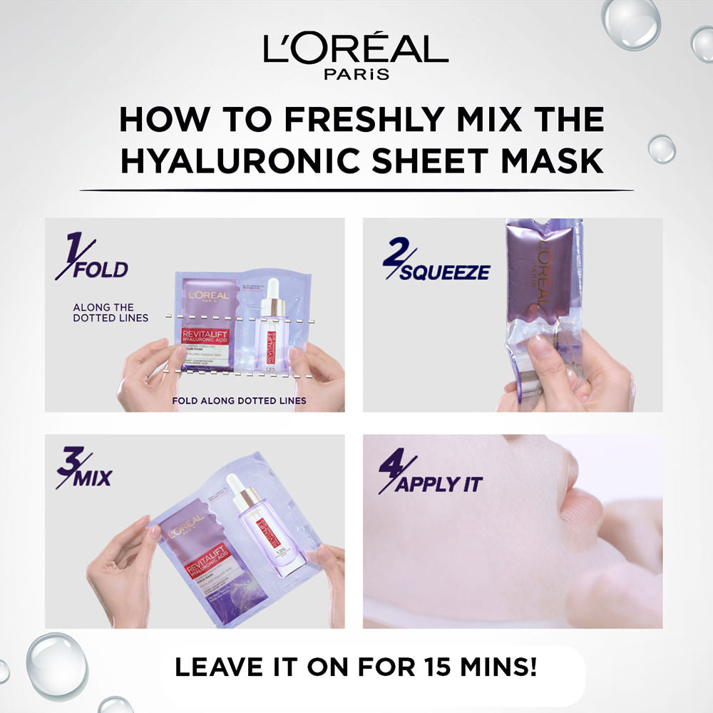 L'Oreal Paris Revitalift Hyaluronic Acid Fresh Mix Serum Hydrating Sheet Mask